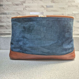 Pelli Couture Jessica Tote Bag- Reversible Attachment -Blue suede/Leopard